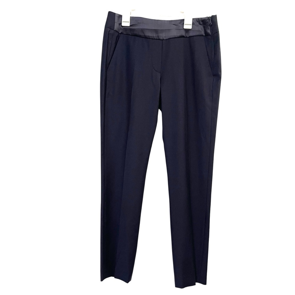 Brunello Cucinelli Navy Pleated Waist Band Virgin Wool Blend Trouser‎  Sz 6